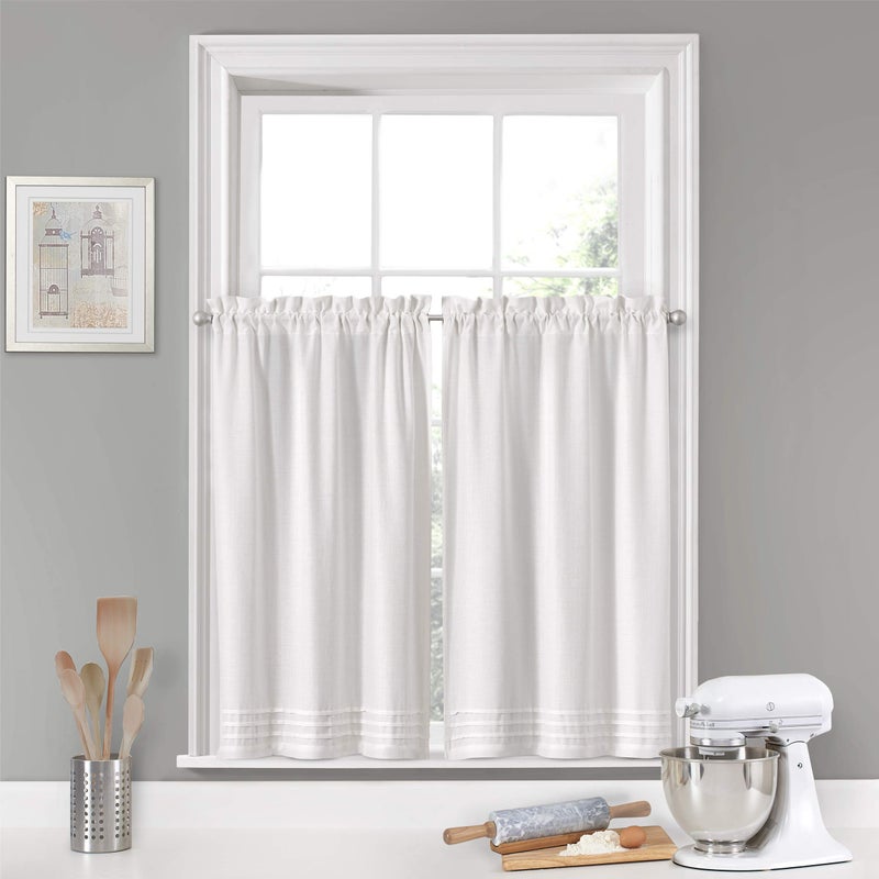 VUE Kingsbury Small Panel Tiers Privacy Window Treatment Pair Bathroom, Living Room, 52" x 45", White - Image 1